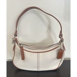 Vintage Coach Demi Leather Mini Shoulder Bag Purse Clutch Y2K Off White & Brown